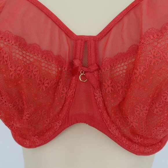 Chantelle 30H US Underwire Bra Coral Orange Lace Revele Moi Perfect FIt C15710 - Picture 3 of 15